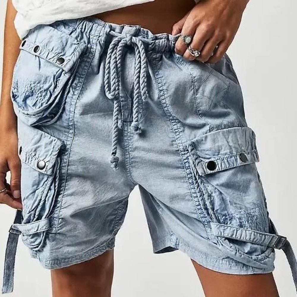 Free People Moon Bay Parachute Shorts Women's Size XL NWT Cotton Cargo Hippie